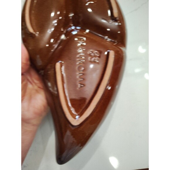 Frankoma Plainsman Brown Leaf Divided Dish 83 Glaze Glossy - Picture 5 of 7